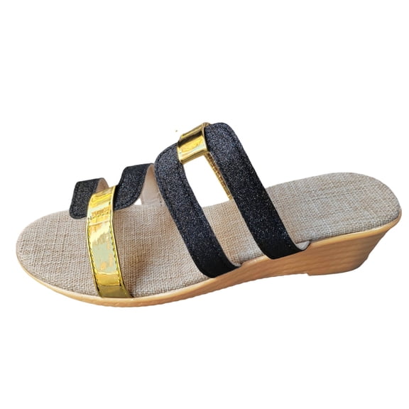 Wovix Slippers For Women Trendy Wedge Band Arch Support Beach Shoes Lightweight Sandals Casual Classic Daily Wear Black 37