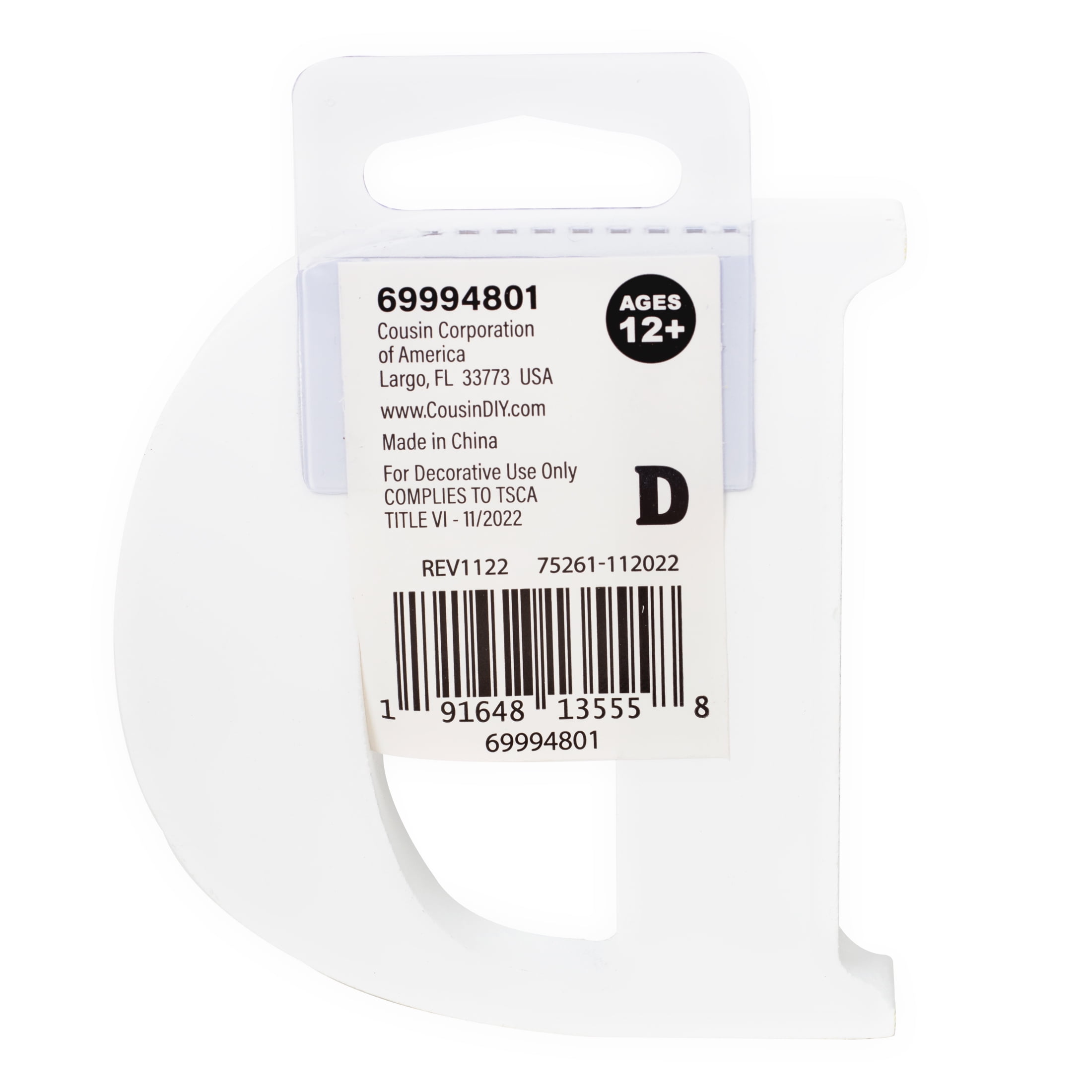 (3 pack) Cousin DIY 3" White Wood Letter "D"