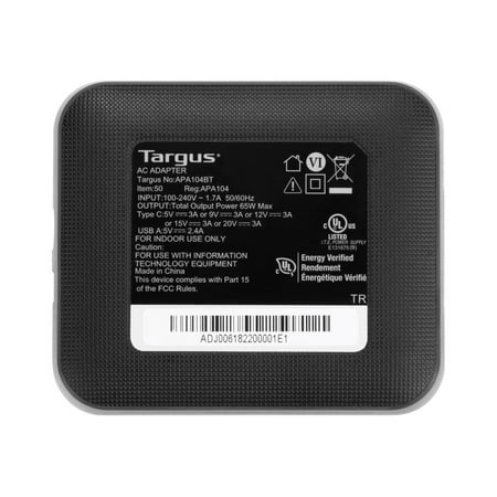 Targus - 65W USB-C/USB-A Laptop Charger - Black
