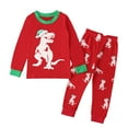 thumbnail image 1 of Pijamas Para Niños Pequeños Niños Bebés Niños Navidad Dibujos Animados Dinosaurio Tops Pantalones Ropa De Dormir Rojo Odeerbi LM103-650, 1 of 9