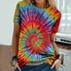 thumbnail image 5 of Blusa de manga corta con cuello redondo para mujer con estampado de teñido anudado Pompotops  hkajfhjk460405, 5 of 9