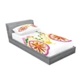 thumbnail image 2 of Ambesonne Cartoon Fitted Sheet & Pillow Sham Set, Pink Bike Floral Ornament, Twin, Pink Yellow, 2 of 2