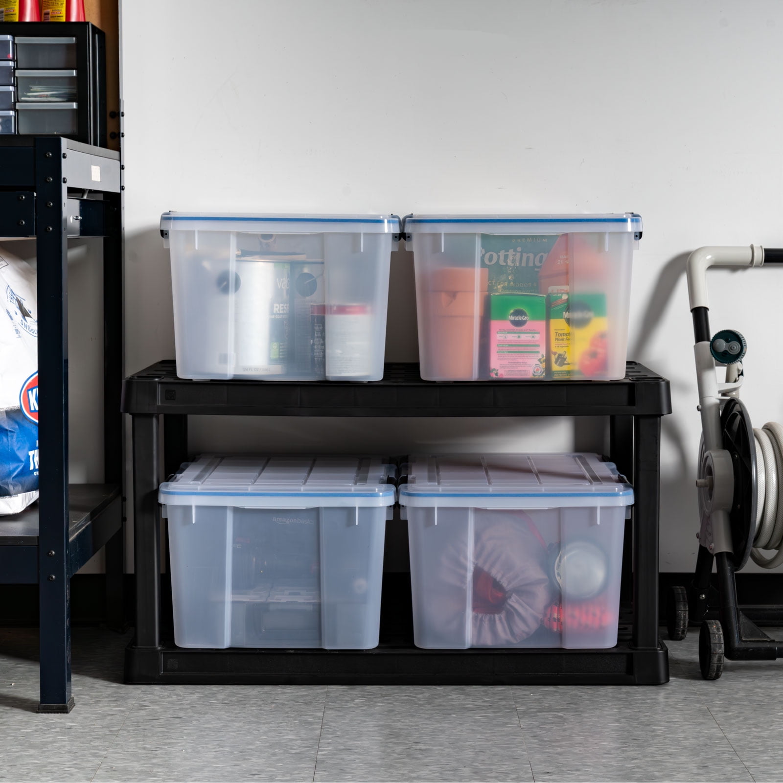 IRIS 44 Qt. Plastic Storage Bins with Sealed Lids, Clear Gasket Box, Airtight Containers 4Pk