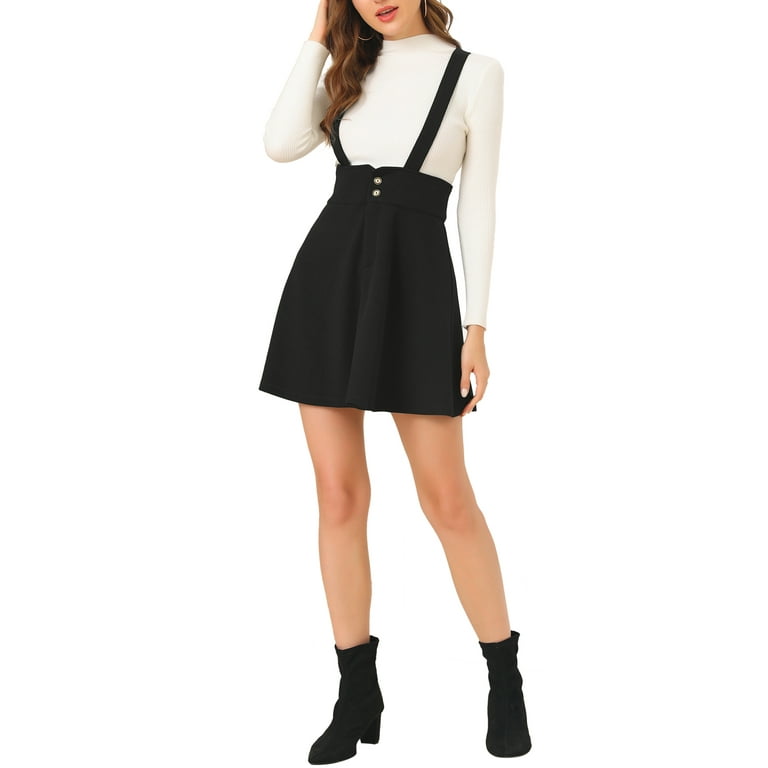 Black strap buttons clearance skirt