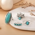 thumbnail image 6 of Eosunjian 4Pcs/Set Women Finger Ring Set Bohemia Style Feather Irregular Faux Turquoise Decor Wide Finger Band Jewelry Gift Sets, 6 of 8