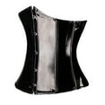 thumbnail image 4 of LELINTA Black PVC Vinyl Waist Trainer Cincher Corset Underbust Lace up Back with Boned Waist Training Bustier, 4 of 8