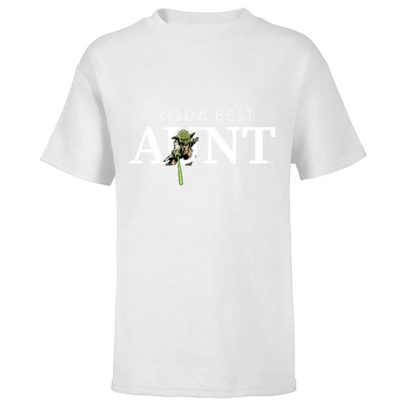Star Wars Yoda Best Aunt Lightsaber Gift for Family - Short Sleeve T-Shirt for Kids - Customized-White