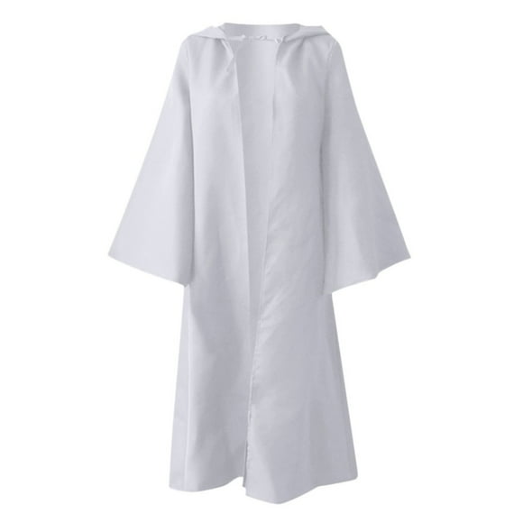 Women Men'S Vintage Gothic Solid Hooded Bandage Cloak Outwear Coat White XXL