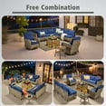 thumbnail image 4 of Ovios 10 Pieces Outdoor Patio Furniture All-Weather Wicker Sectional Conversation Set with Swivel Chairs & Solar Coffee Table, Navy Blue, 4 of 11