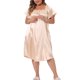 thumbnail image 1 of Vestido de dormir suelto plisado de satén de seda para mujer de tallas grandes Agnes Orinda 3X Champagne, 1 of 6