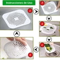thumbnail image 3 of Tapa de Coladera para Regadera de Silicona, Filtro para Drenaje para Cocina y Baño, Tapón de Silicona con Ventosa, Protector de Drenaje, Filtro para Atrapar Cabello (Blanco y Gris), 3 of 5