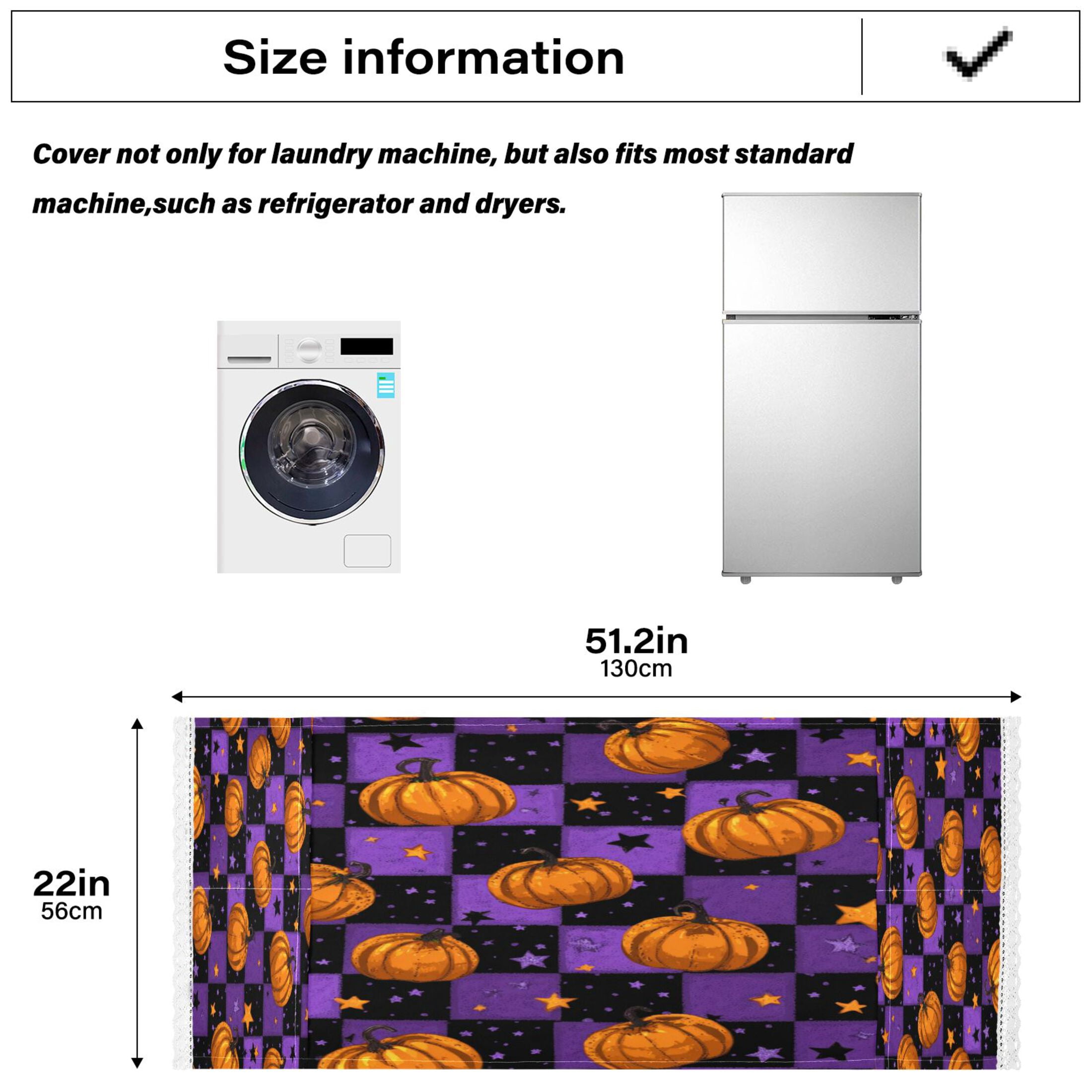 Dustproof Washing Machine Cloth Washer and Dryer Top Covers, Fridge Dust Cover, With Storage Bags Pumpkins and Stars