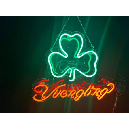 Queen Sense 17" Yuenglings Clover Neon Sign Acrylic Man Cave Handmade Neon Light 117YLCA