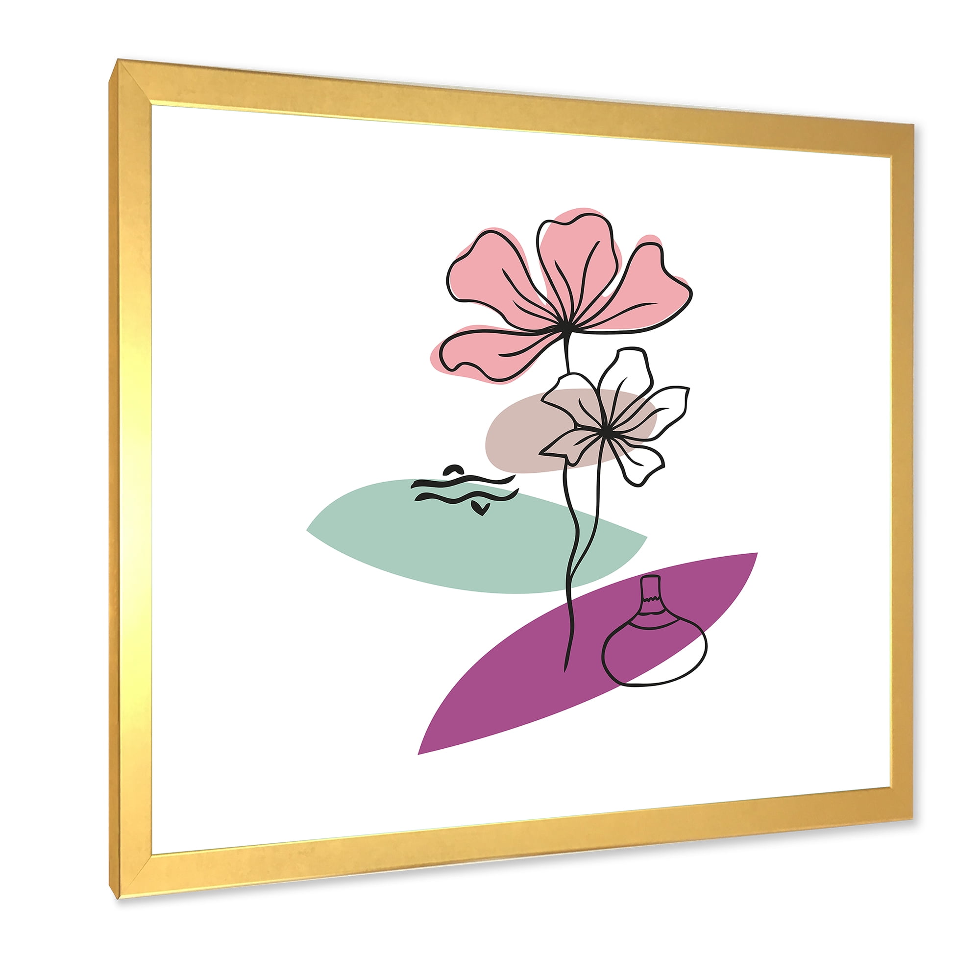 Designart 'Abstract Flowers Plants With Elementary Shapes IV' Modern Framed Art Print