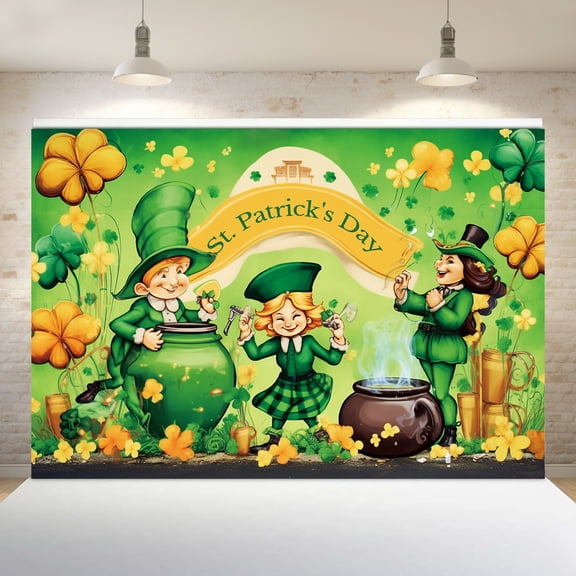 QSUM St. Patrick's Day Party Wallpaper - 100cm/39" x 150cm/59" - Use as a gift, photography, birthday event or holiday decoration, celebration (popular)