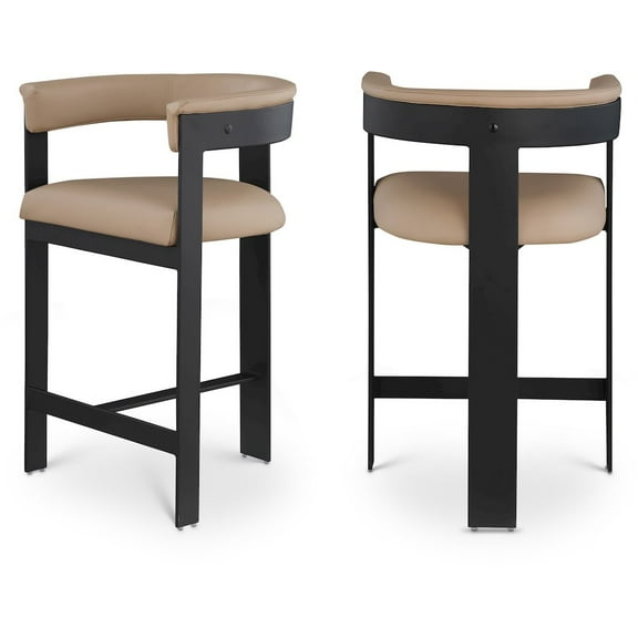 Meridian Furniture Romeo Tan Vegan Leather Counter Stool (Set of 2)