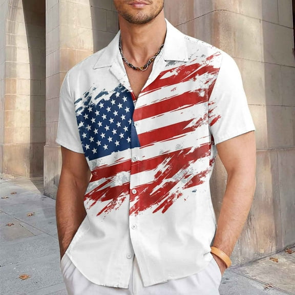 ZZHZGZ Late July Beach Clothes Men Men Shirts for Casual Wear Slim fit Independence Day for Summer Ideal Pairing with Casual Pants for Everyday Use Fourth of July Oversized Gym Shirts for Men Xl