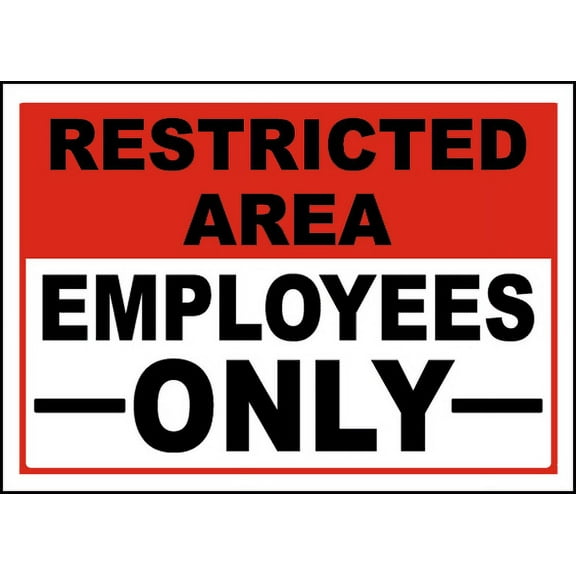 Vinyl Stickers - Restricted Area Employees Only Sign - Safety and Warning Warehouse Signs Stickers - 3.5" x 5" - 3 Pack