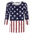 thumbnail image 4 of Xdegoge USA Vintage American Flag Stars Stripes Color Block T Shirt for Women Three Quarter Sleeve Crewneck Casual 4th of July Patriotic Summer Holiday Tees Tops, 4 of 5