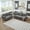 Grey, variant on 2 Piece Living Room Sofa Set, Modern Leather 3 Seater and Loveseat Sofa with Storage Seats and Rolled Nails Arms for Living Room, Brown