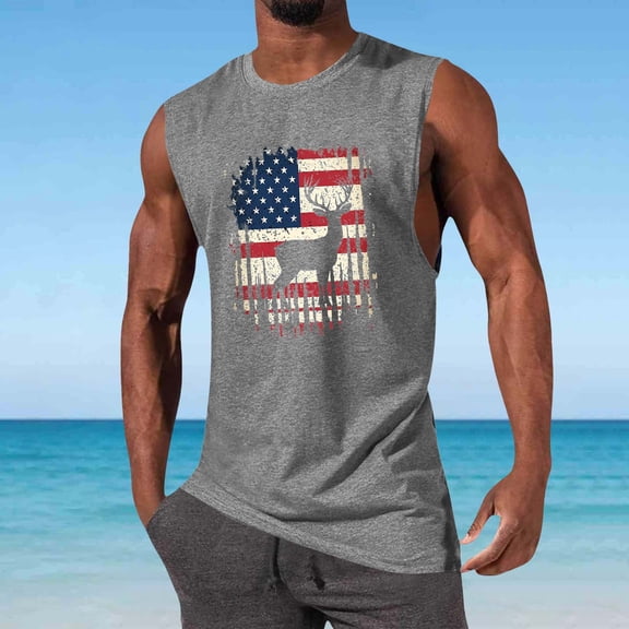 Guluxicc Independence Day Tank Tops for Men 4th of July Patriotic Graphic Sleeveless Tops