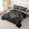 thumbnail image 3 of Erosebridal Gothic Silver Damask Quilt King,Skeleton Bat Floral Halloween King Coverlet Set For Adults,3pcs, 3 of 7