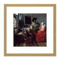 thumbnail image 1 of Jan Vermeer Van Delft The Glass Of Wine 8X8 Inch Square Wooden Framed Wall Art Print Picture with Mount, 1 of 4