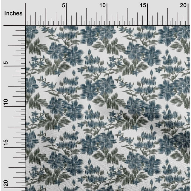 oneOone Georgette Viscose Fabric Leaves & Floral Ikat Decor Fabric Printed BTY 42 Inch Wide