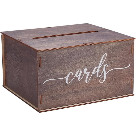 Wedding Card Box 11.4x10.5x6.5 Inch Wooden Weddings Cards Box with Slot Rustic Envelope Money Boxes DIY Wedding Money Envelope Card Boxes