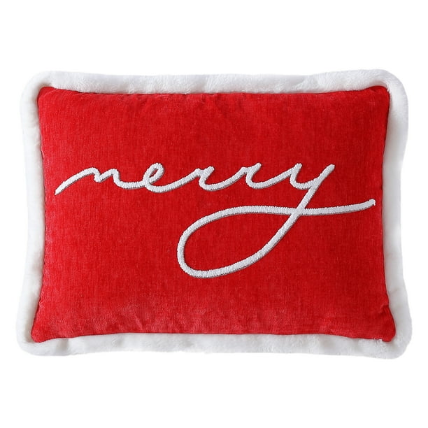 Mainstays, Merry Oblong Decorative Throw Pillow, Red, 14" x 20", Oblong