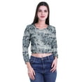 thumbnail image 1 of Moomaya Hauts Courts à Manches Longues pour Femmes T-Shirt Court Imprimé à Col Rond, 1 of 4