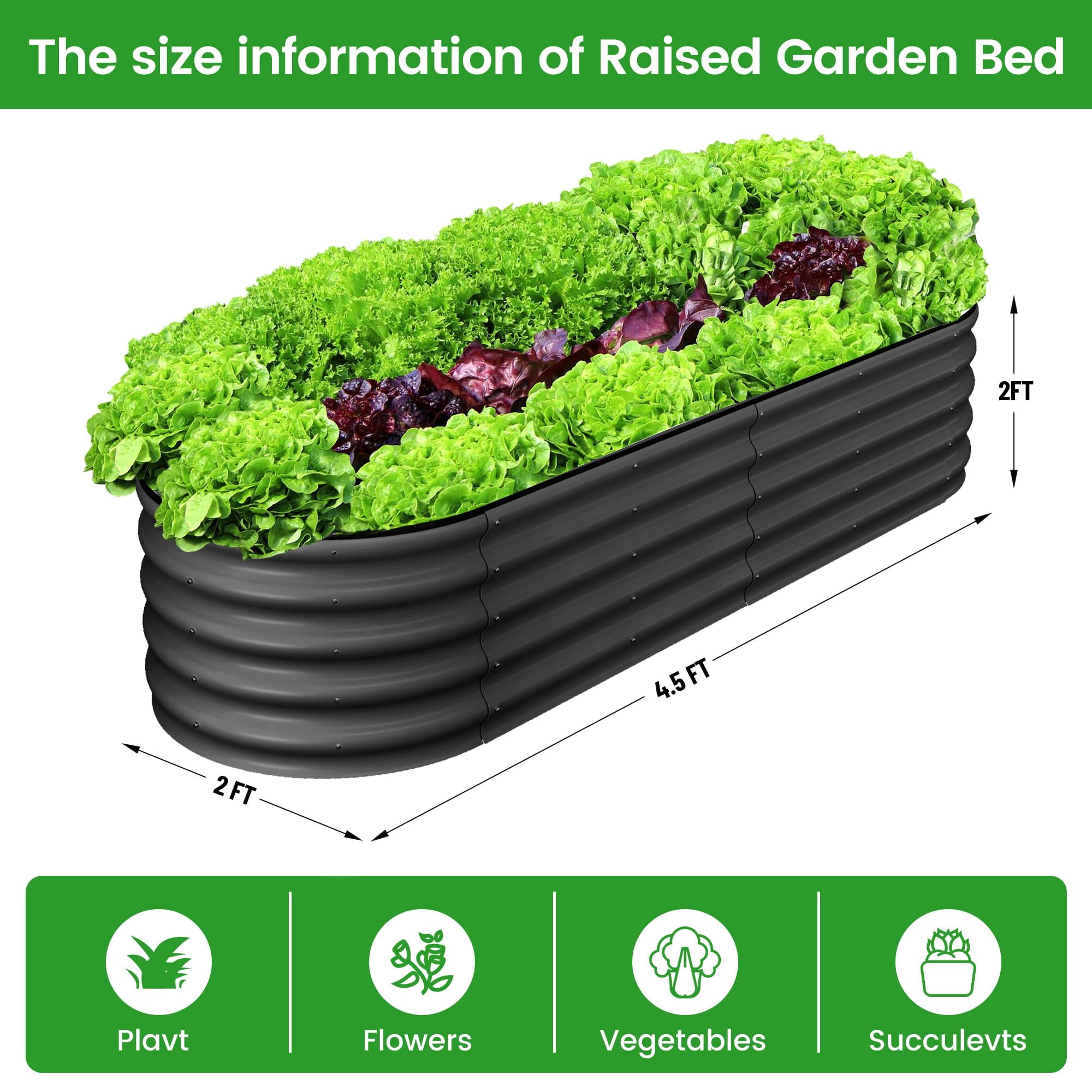 Raised Garden Bed Set of 2, Galvanized Raised Garden Bed, Outdoor Large Planter Raised Beds Open Base with Safety Edge and Glove for Vegetables Flowers Ground Planter
