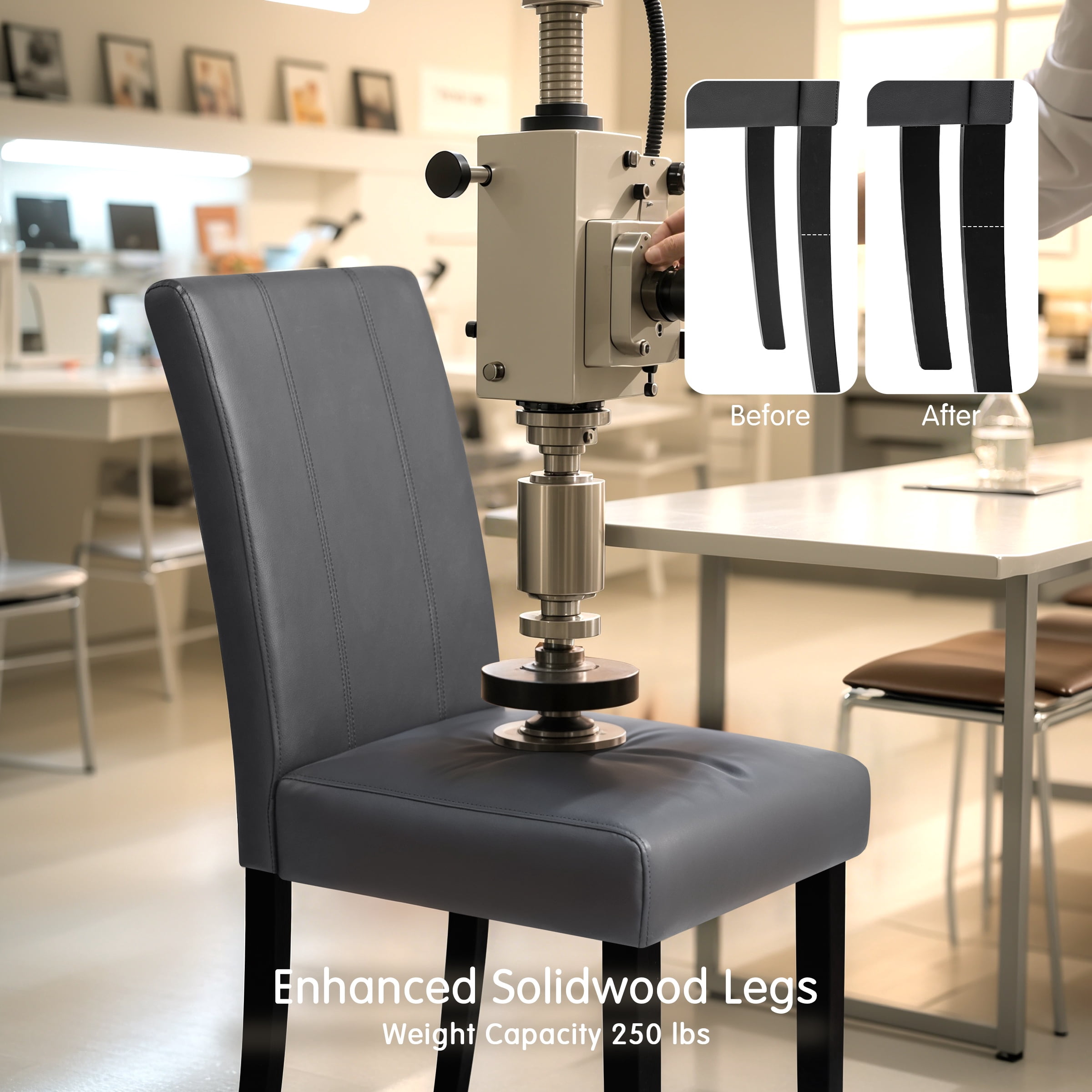 Modern Faux Leather Dining Chairs Set of 2 for Dining Room, Upholstered Parsons Chairs, Gray