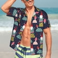 thumbnail image 7 of Sikiie Gnome With Mushroom Print Men's Hawaiian Shirt, Summer Beach Button Pocket Short Sleeve T-Shirt,Small, 7 of 7