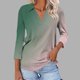 thumbnail image 1 of mfyjkho Tops De Gimnasio Para Mujer, Camiseta De Mujer Con Cuello En V, Solapa Y Manga 3/4 A Juego Tops De Gimnasio Para Mujer Xl, 1 of 5