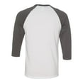 thumbnail image 3 of Unisex Three-Quarter Sleeve Baseball Tee Color White/ Asphalt Small Size, 3 of 4