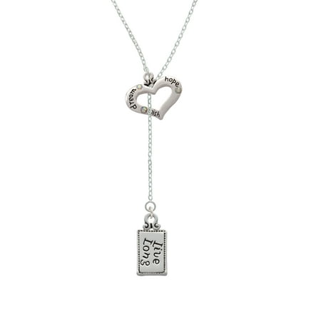 Long Lariat - Live Long - Dream Hope Wish Heart Lariat Necklace