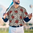 thumbnail image 5 of KLL Leopard Print Rose for Men's Baseball Shirts,Short Sleeve Casual Shirts Button Down Shirt for Men Beach Summer Wedding Shirt-3X-Large, 5 of 7