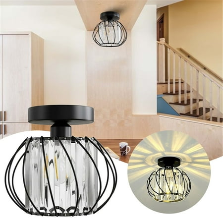 

String Lights Outdoor Decoration Semi Flush Mount Ceiling Light Industrial Metal Cage Ceiling Lamp Fixture Modern Flush Mount Ceiling Light For Hallway Porch Kitchen Bathroom