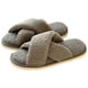 thumbnail image 1 of Pantuflas algodón con cruzadas pantuflas felpa agradables para la piel para uso doméstico (gris 36-37) [adecuadas para pies 35-36], 1 of 9