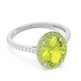 thumbnail image 3 of Diamond-Capitals 2.15 Carat Oval Shape Peridot Gemstone & Natural Diamond Luxurious Wedding Ring for Ladies Solid 18K White Gold Size 9.5, 3 of 7