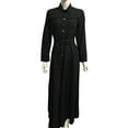 thumbnail image 4 of MSJUHEG Womens Fall Dresses Black Dress Womens Lady Casual Fashion Long Sleeve Lapel Maxi Long Dress Solid Shirt Dress Maxi Dress Black S, 4 of 8