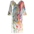 thumbnail image 4 of Robe Droite à Manches Mi-Longues Col en V Mode Imprimé Floral Robe Décontractée Ample Confortable Longueur Genou T-Shirts Robe, 4 of 4