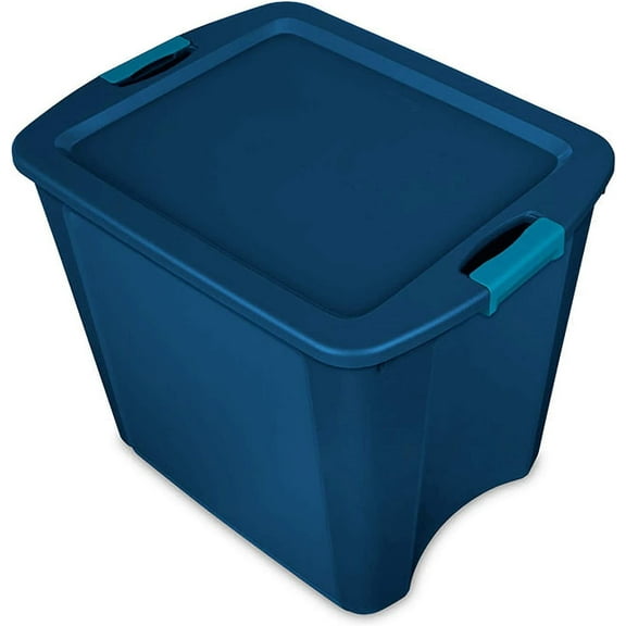 Sterilite Corp 14487404 Latch and Carry Tote with True Blue Lid and Base, 26 Gallon