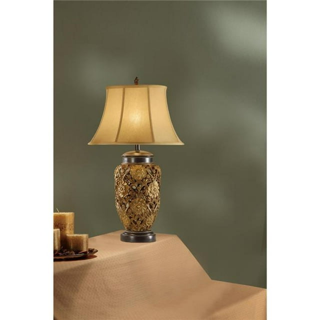 Benzara BM171589 Lampe de Table Poly 33 Pouces avec Base Embellie&44; Or - Lot de 2