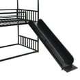 thumbnail image 2 of Harper & Bright Designs Metal Twin Over Twin House Bunk Bed with Slide and Staircase, Convertible Slide and Staircase Floor Bunk Loft Bed Frame for Kids Teens, Black, 2 of 11