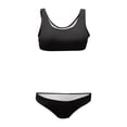 thumbnail image 4 of UJNDER Womens Swimsuits Ribbed Two Piece Bikini Swimsuit with Wide Shoulder Strap Top and Mid Waist Bathing Bathing Suits for Women Black L, 4 of 5