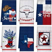 xotauu 6 Pcs Texas Bluebonnets Kitchen Towels Texas Souvenirs Dish Towels 24 x 16 Inches Texas Gifts Sweet Hand Towels White Blue Red Print Tea Towels Drying Absorbent Dish Cloth for Home Decoration