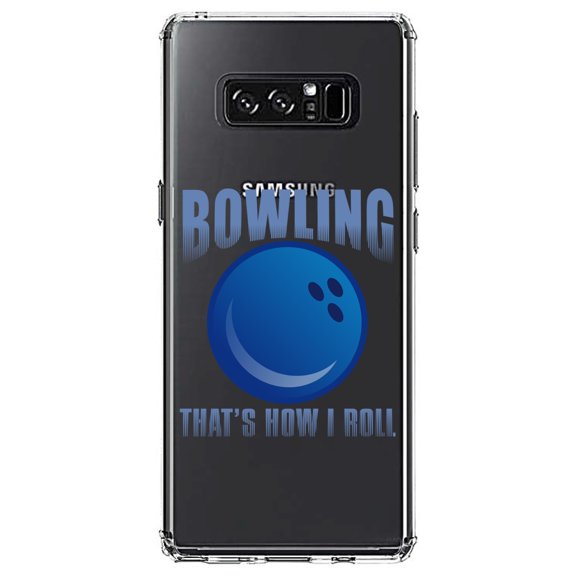 DistinctInk Clear Shockproof Hybrid Case for Samsung Galaxy Note 8 - TPU Bumper Acrylic Back Tempered Glass Screen Protector - Bowling That's How I Roll