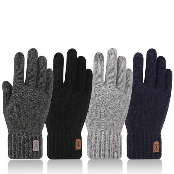 D-GROEE 1 Pair Ski Gloves Knitted Thread Elastic Cuff Windproof Thickened Thermal Soft Knit Winter Gloves for Daily Life
